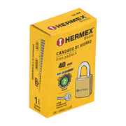 Candado de hierro 40 mm, color latón, corto, caja, BASIC