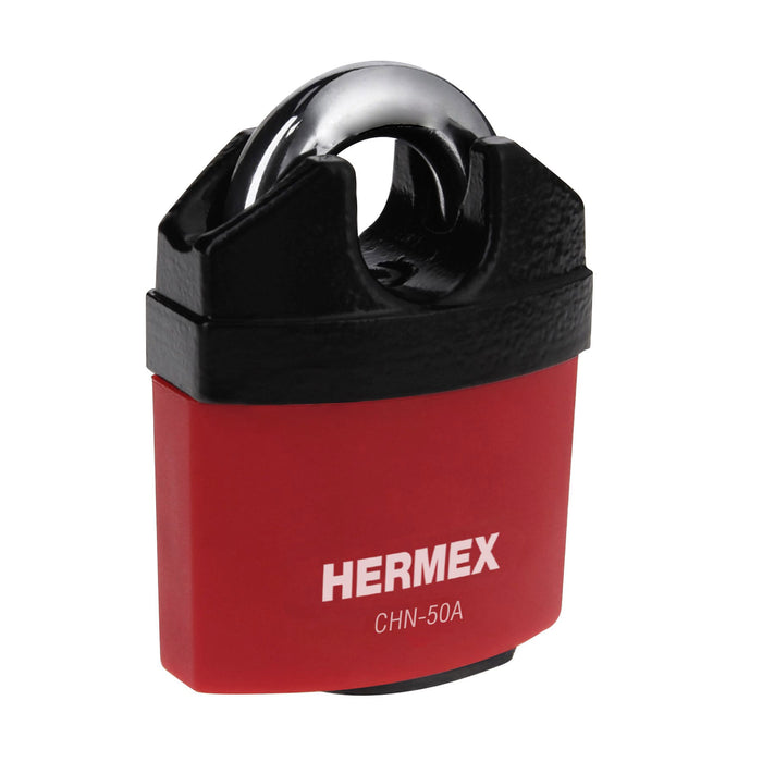 Candado de hierro 50 mm, gancho protegido, llave de disco