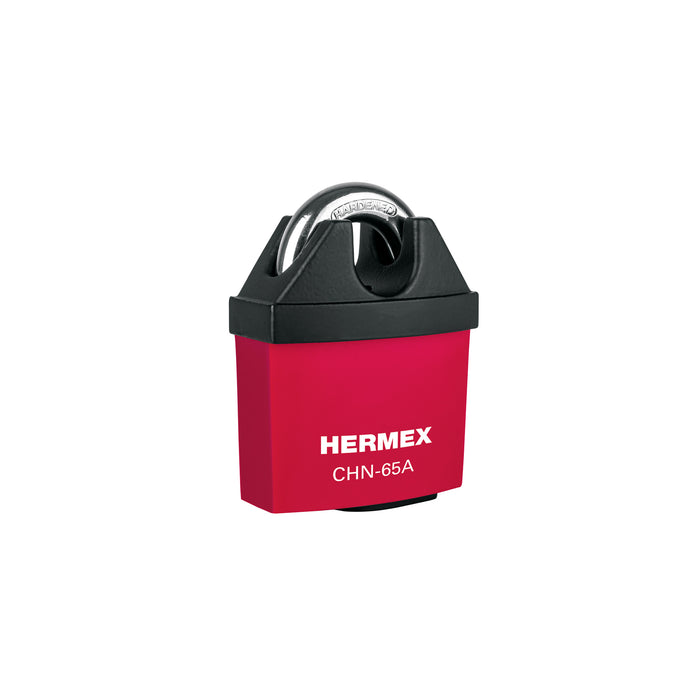 Candado de hierro 65 mm, gancho protegido, llave de disco