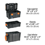 Caja para herramienta,19'x25' con ruedas, 3 en 1 desmontable