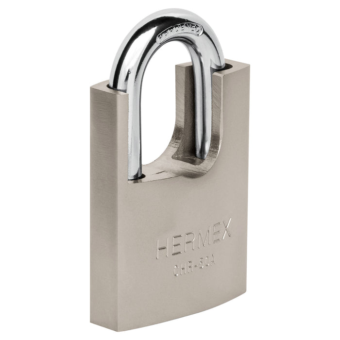 Candado de hierro 50 mm con coraza, llave de disco, HERMEX