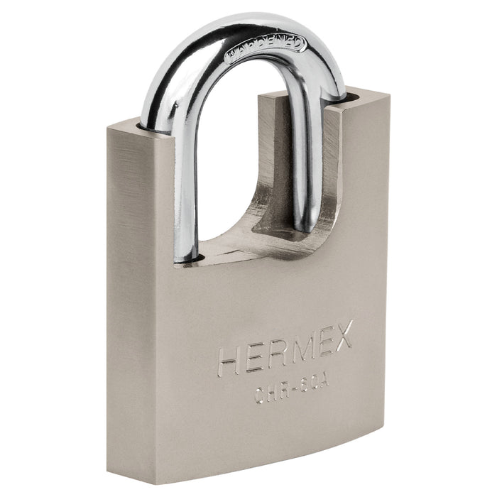 Candado de hierro 60 mm con coraza, llave de disco, HERMEX