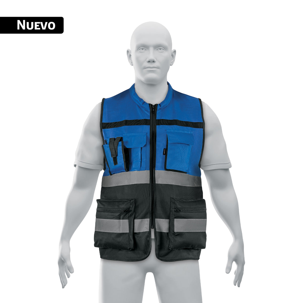 Chaleco brigadista con cintas reflejantes, azul, PRETUL