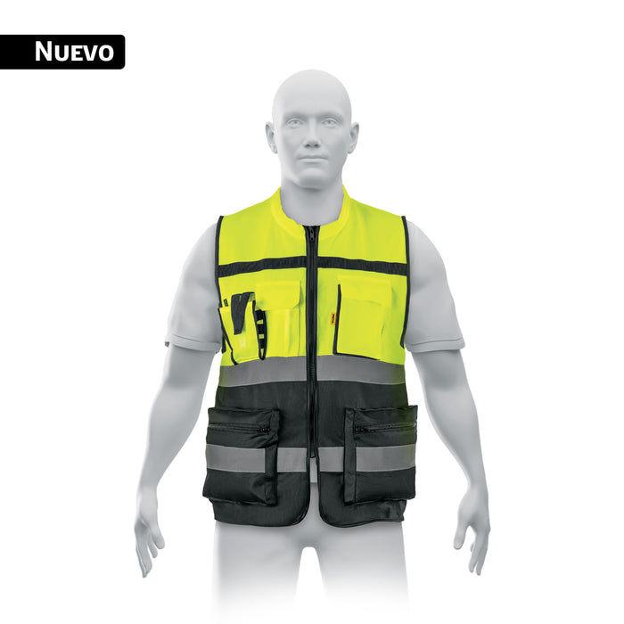 Chaleco brigadista con cintas reflejantes, amarillo, PRETUL