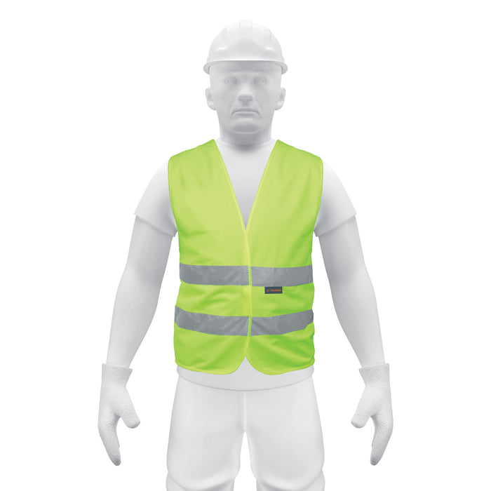 Chaleco de seguridad amarillo con cintas de alta visibilidad