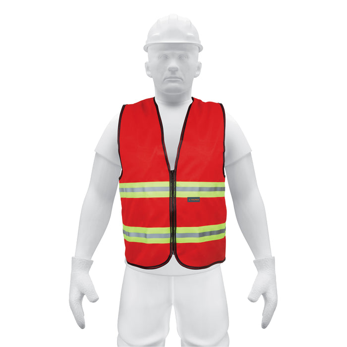 Chaleco de seguridad rojo alta visibilidad con cierre