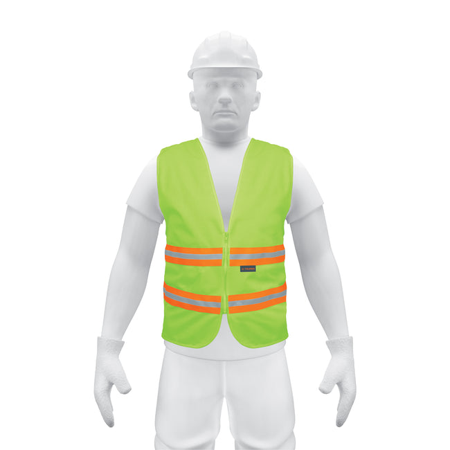 Chaleco de seguridad verde alta visibilidad con cierre