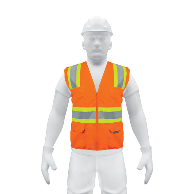 Chaleco de seguridad naranja max visibilidad y 6 bolsas