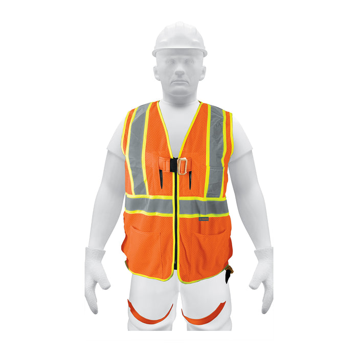 Chaleco de seguridad para arnés, alta visibilidad, naranja