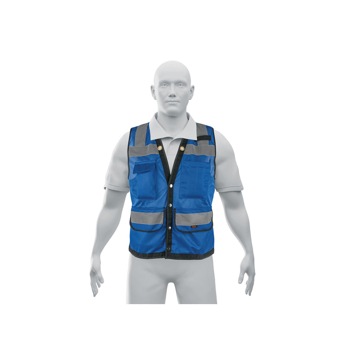 Chaleco seguridad reforzado azul con bolsas, G, EXPERT
