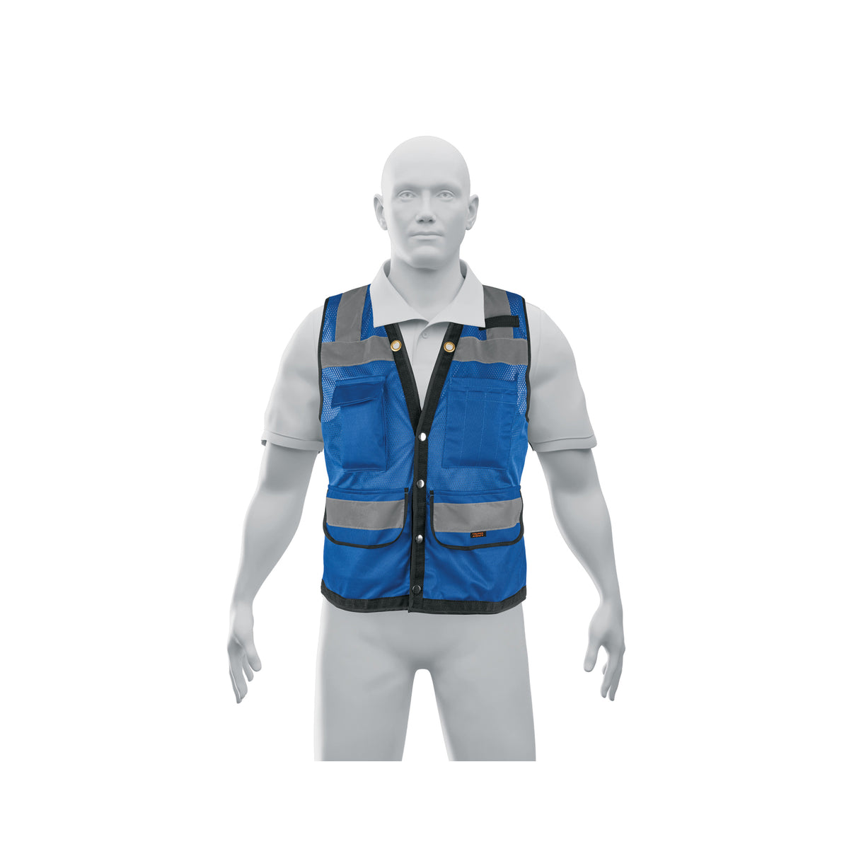 Chaleco seguridad reforzado azul con bolsas, M, EXPERT