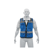 Chaleco seguridad reforzado azul con bolsas, M, EXPERT