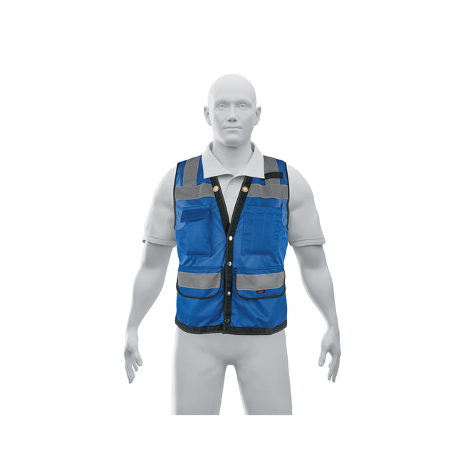 Chaleco seguridad reforzado azul con bolsas, M, EXPERT
