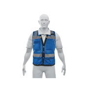 Chaleco seguridad reforzado azul con bolsas, EG, EXPERT