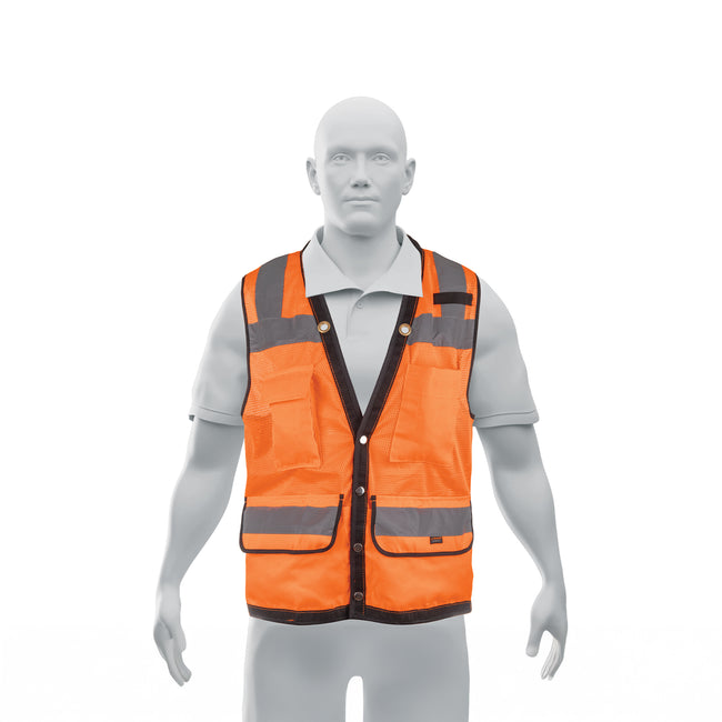 Chaleco seguridad reforzado naranja con bolsas, M, EXPERT