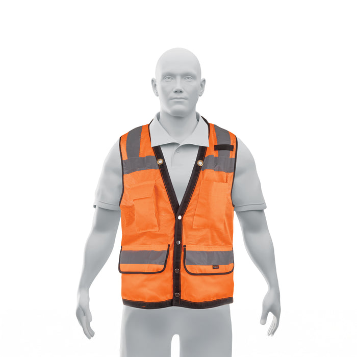 Chaleco seguridad reforzado naranja con bolsas, M, EXPERT