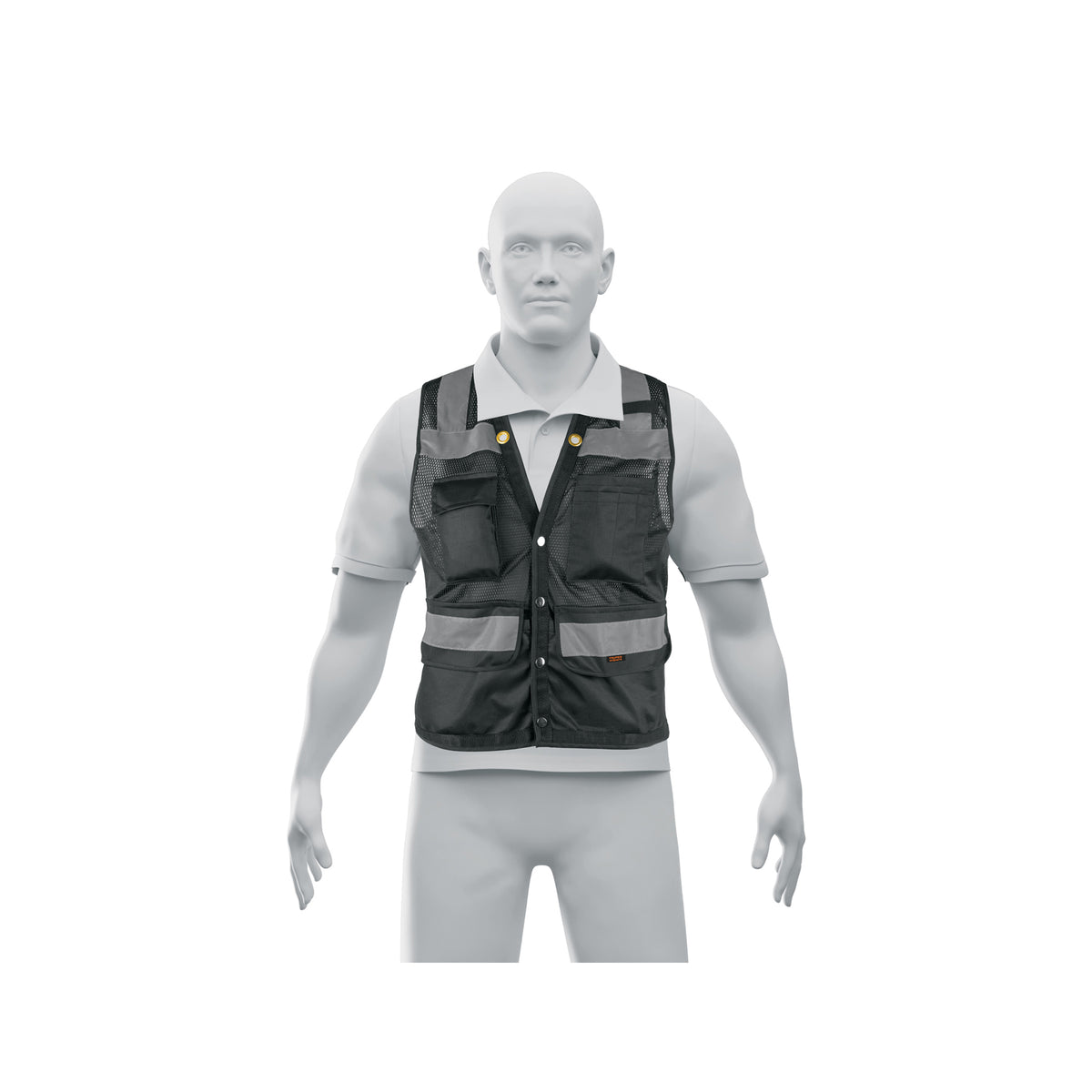 Chaleco seguridad reforzado negro con bolsas, M, EXPERT