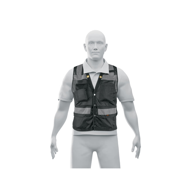 Chaleco seguridad reforzado negro con bolsas, M, EXPERT