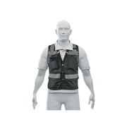 Chaleco seguridad reforzado negro con bolsas, EG, EXPERT