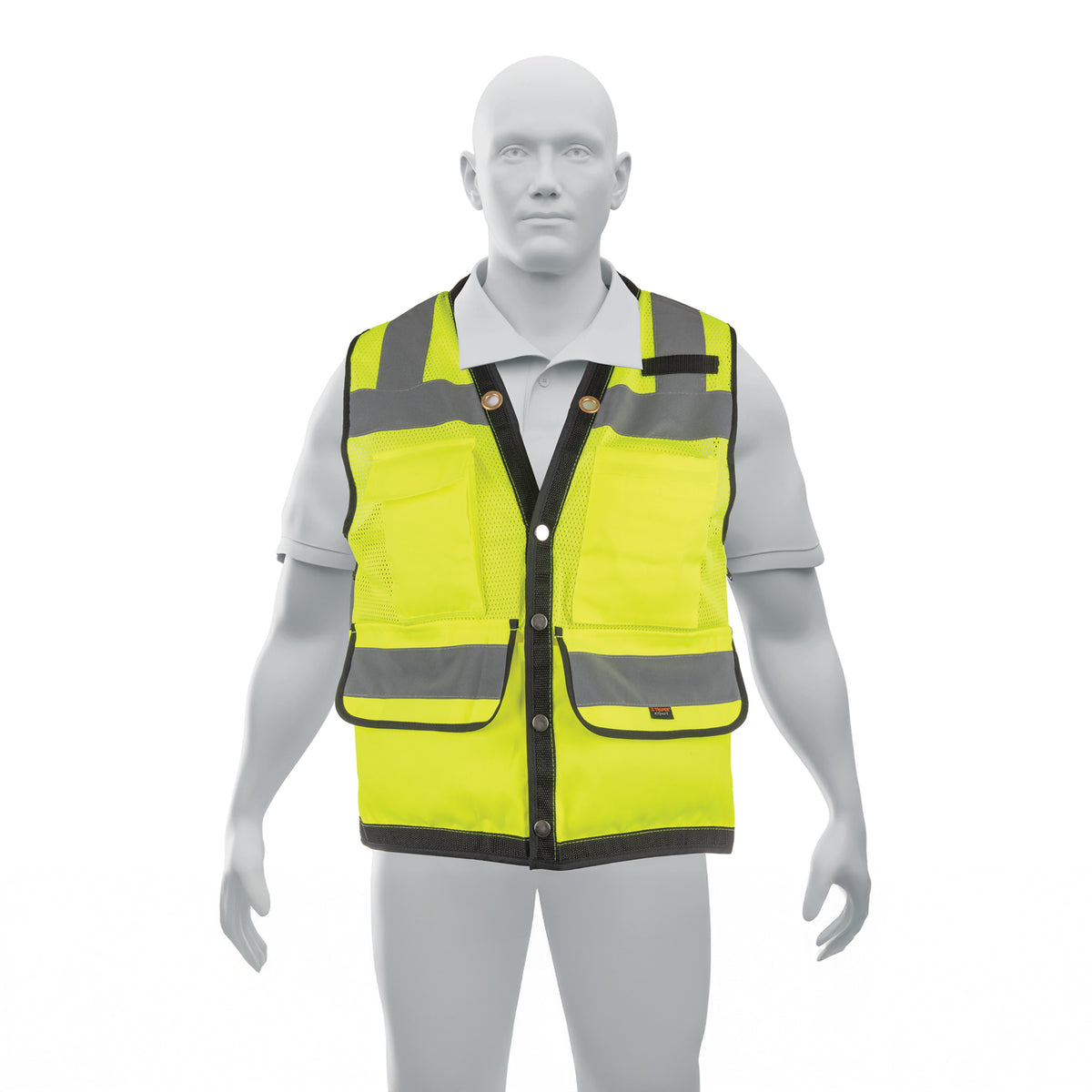 Chaleco seguridad reforzado verde con bolsas, EG, EXPERT