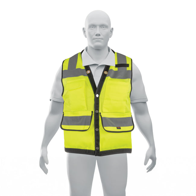 Chaleco seguridad reforzado verde con bolsas, EG, EXPERT