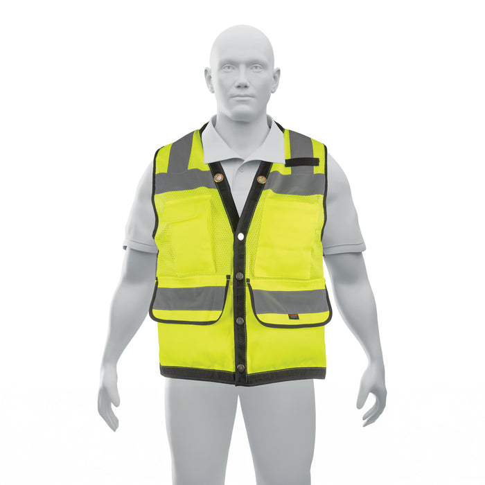 Chaleco seguridad reforzado amarillo con bolsas, EG, EXPERT
