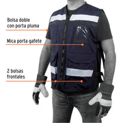 Chaleco brigadista con cintas reflejantes, color azul marino