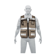 Chaleco brigadista con cintas reflejantes, color beige
