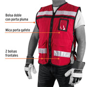 Chaleco brigadista con cintas reflejantes, color rojo
