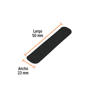 Tarjeta 6 tiras 23cm antiderrapantes negras 50mm c/abrasivo