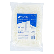 Bolsa con 1000 cinchos plásticos 40lb, 150 x 3.5 mm, natural