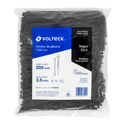 Bolsa con 1000 cinchos plásticos 40 lb, 200 x 3.5 mm, negro