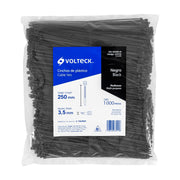Bolsa con 1000 cinchos plásticos 40 lb, 250 x 3.5 mm, negro