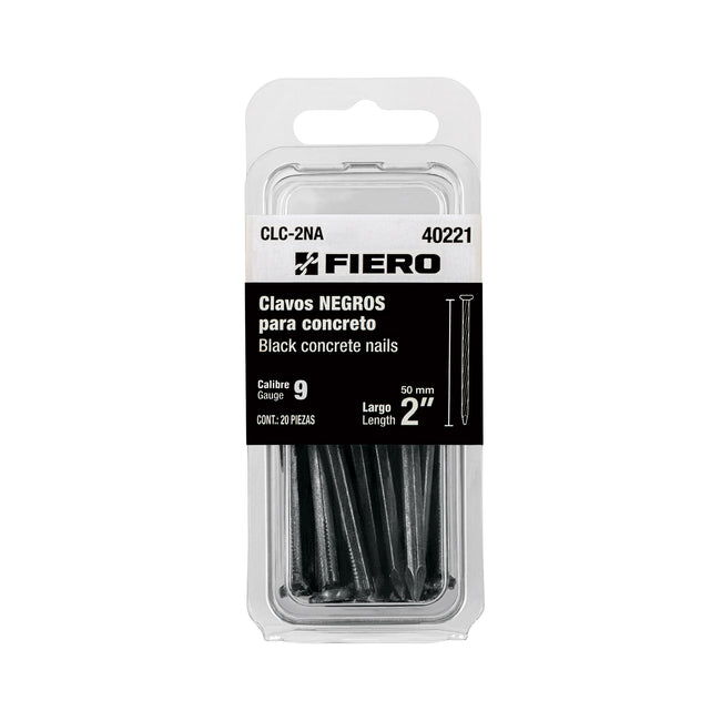 Blíster con 20 clavos negros para concreto 2', FIERO