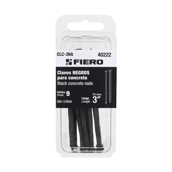 Blíster con 12 clavos negros para concreto 3', FIERO