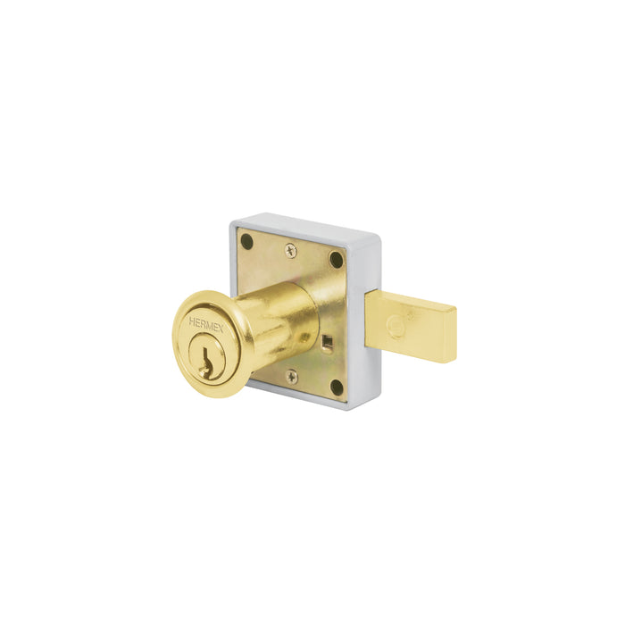 Cerradura para mueble, modelo 25, latón, HERMEX