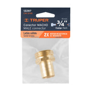 Conector 3/4' macho de latón sólido para manguera, TRUPER