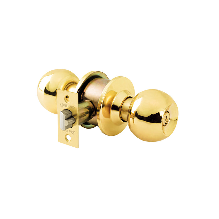 Combo cerraduras, llave-llave, latón brillante, HERMEX BASIC