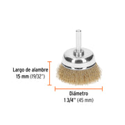Carda de copa 1-3/4' alambre fino para taladro, TRUPER