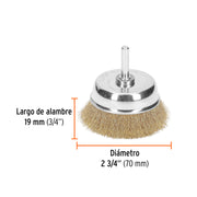 Carda de copa 2-3/4' alambre fino para taladro, TRUPER