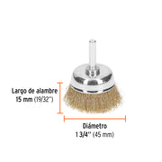 Carda de copa 1-3/4' alambre grueso para taladro, TRUPER