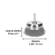 Carda de copa 2-3/4' alambre grueso para taladro, PRETUL