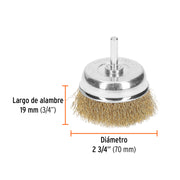 Carda de copa 2-3/4' alambre grueso para taladro, TRUPER