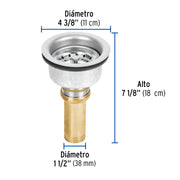 Contracanasta 3-1/2' inox, instala-fácil, tubo latón, FOSET