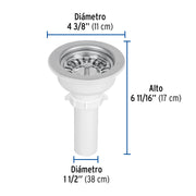 Contracanasta 3-1/2' inox, instala-fácil, tubo plást, FOSET