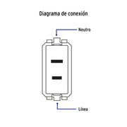 Contacto sencillo, 2polos, sin tierra, negro, Línea Italiana