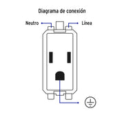 Contacto sencillo, 2 polos + tierra, línea Italiana, negro