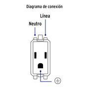 Contacto sencillo, 2 polos + tierra, línea Italiana, marfil