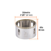 Brocasierra diamante 2-5/8' borde continuo, TRUPER