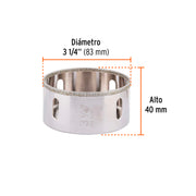 Brocasierra diamante 3-1/4' borde continuo, TRUPER